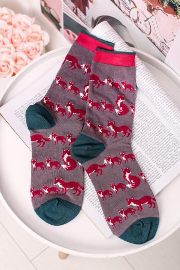 Šedo-červené ponožky Animal Kin Socks