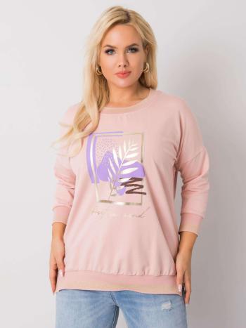 PUDROVÉ TRIČKO S POTISKEM LISTŮ AVELLA RV-BZ-7037.95-POWDER PINK Velikost: ONE SIZE