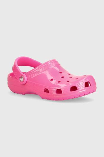 Dětské pantofle Crocs Classic Neon Highlighter Cg růžová barva