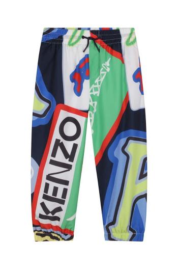 Dětské tepláky Kenzo Kids tmavomodrá barva, vzorované