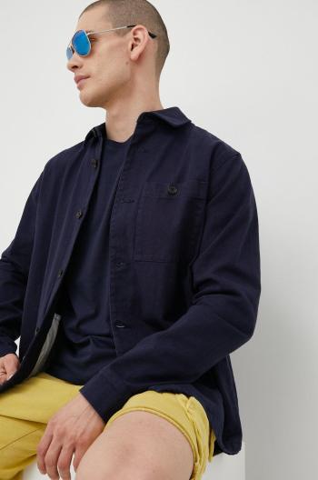 Džínová bunda Solid pánská, tmavomodrá barva, regular, s klasickým límcem