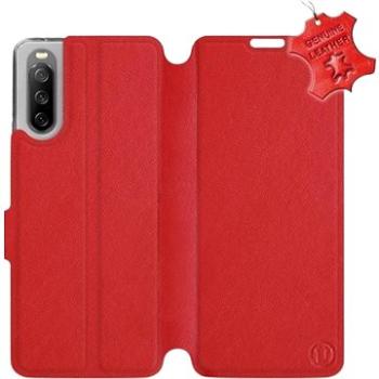 Kožené flip pouzdro na mobil Sony Xperia 10 III - Červené -  Red Leather (5903516728251)