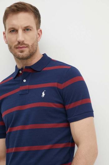 Bavlněné polo tričko Polo Ralph Lauren tmavomodrá barva, 710941433