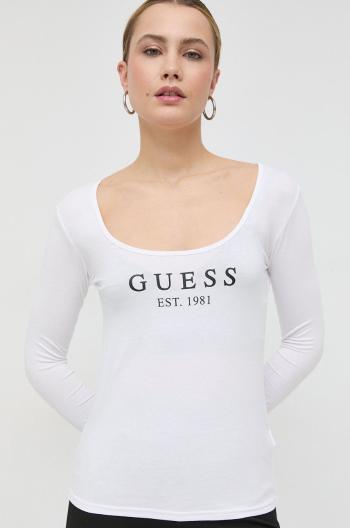 Tričko s dlouhým rukávem Guess bílá barva