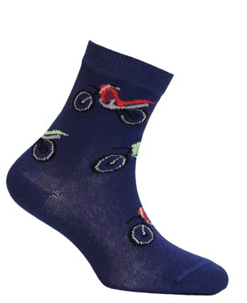 Chlapecké ponožky se vzorem WOLA MOTORKY modré Velikost: 36-38