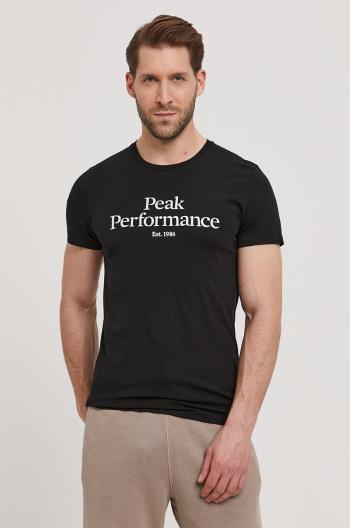 Tričko Peak Performance černá barva, s potiskem