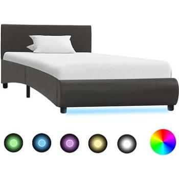 Rám postele s LED šedý umělá kůže 90x200 cm (285492)