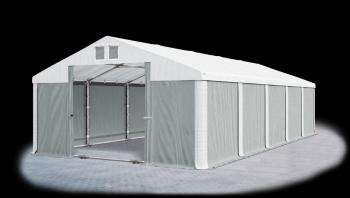 Garážový stan 4x8x2m střecha PVC 560g/m2 boky PVC 500g/m2 konstrukce ZIMA Šedá Bílá Bílé
