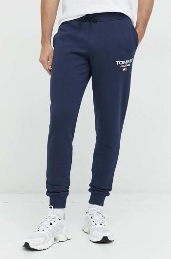 Bavlněné tepláky Tommy Jeans tmavomodrá barva, s potiskem