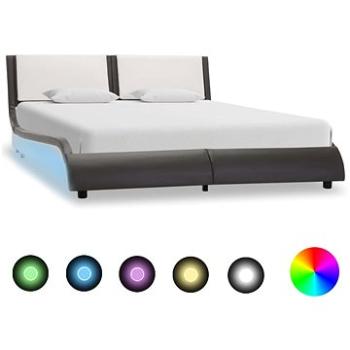 Rám postele s LED světlem šedý a bílý umělá kůže 140x200 cm (280369)