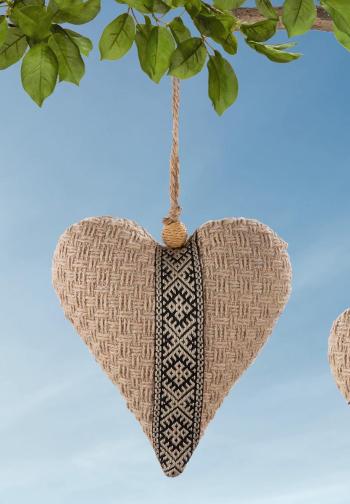 Textilní dekorace srdce trenza, 18 cm