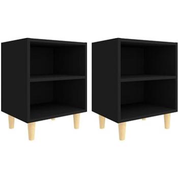 Noční stolky s dřevěnými nohami 2 ks černé 40 × 30 × 50 cm (805782)
