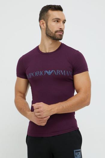 Tričko Emporio Armani Underwear fialová barva, s potiskem