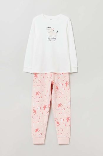 Dětské bavlněné pyžamo OVS bílá barva