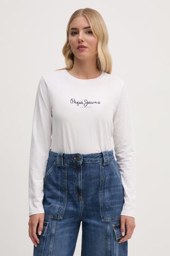 Bavlněné tričko s dlouhým rukávem Pepe Jeans FIORE LS bílá barva, PL505947