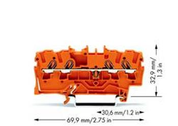 Průchodková svorka WAGO 2002-1402, pružinová svorka, 5.20 mm, oranžová, 100 ks