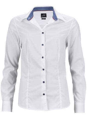 James & Nicholson Dámská bílá košile JN647 - XXL