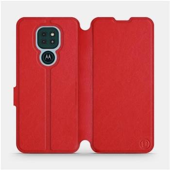 Kožené flip pouzdro na mobil Motorola Moto G9 Play - Červené -  Red Leather (5903516382866)