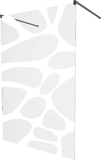 MEXEN/S KIOTO samostatně stojící sprchová zástěna 120 x 200 cm, transparent/bílá vzor 8 mm, černá 800-120-002-70-97