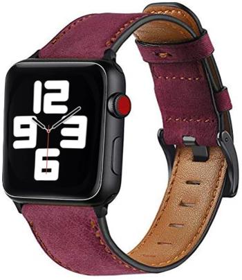 4wrist Kožený řemínek s prošíváním pro Apple Watch - Burgundy 38/40/41 mm