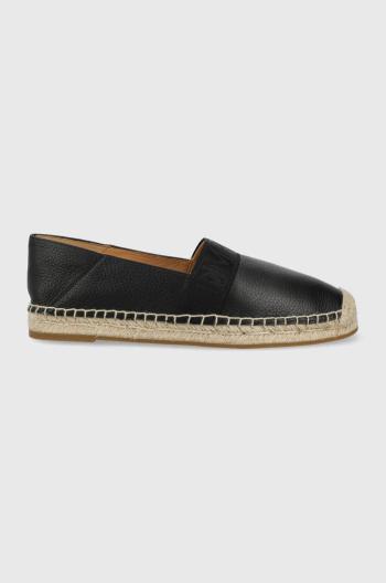 Kožené espadrilky Emporio Armani černá barva