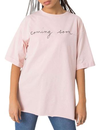 Růžové tričko coming soon vel. L