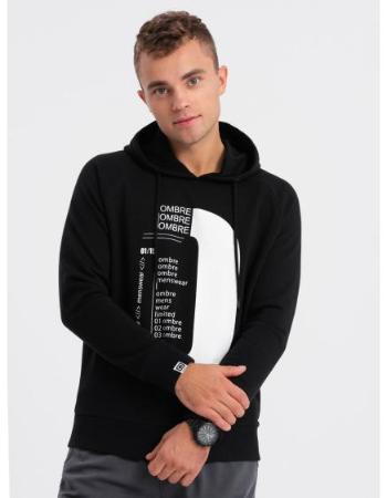 Pánská mikina HOODIE s potiskem V3 OM-SSPS-0152 černá 