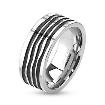 Šperky4U Pánský ocelový prsten s pruhy - velikost 62 - OPR1541-62