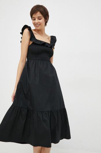 Bavlněné šaty GAP černá barva, midi