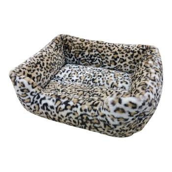 Chlupatý pelíšek pro pejska nebo kočičku v imitaci leopardí kůže - 55*42*15 cm FXDMP