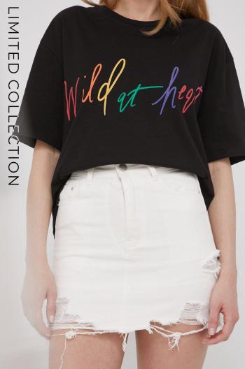 Džínová sukně Answear Lab x limitovaná festivalová kolekce BE BRAVE bílá barva, mini