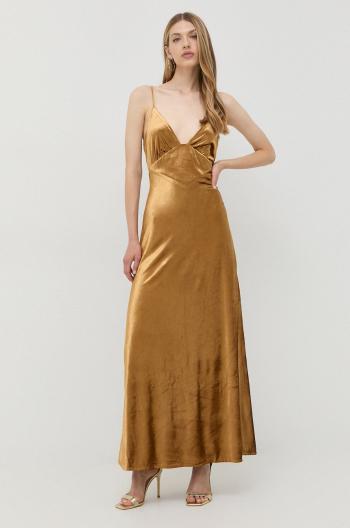 Šaty Bardot zlatá barva, maxi