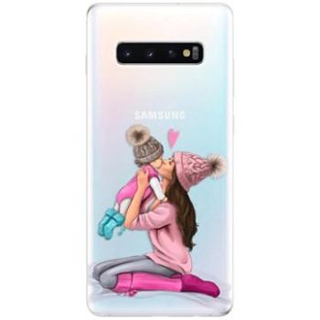 iSaprio Kissing Mom - Brunette and Girl pro Samsung Galaxy S10+ (kmbrugirl-TPU-gS10p)