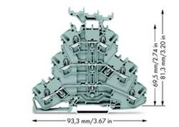 Trojitá svorka na DIN lištu WAGO 2002-3231, osazení: L, L, L, pružinová svorka, 5.20 mm, šedá, 50 ks