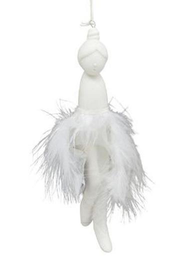 Závěsná ozdoba andílek s bílými peříčky Lilian - 4,5*4*20 cm 236679