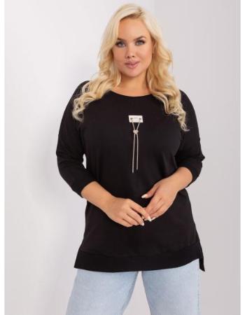 Dámská halenka plus size s ozdobným řetízkem PAC černá  