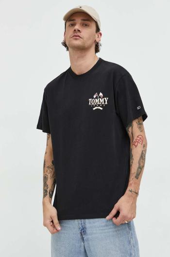 Bavlněné tričko Tommy Jeans , černá barva, s potiskem