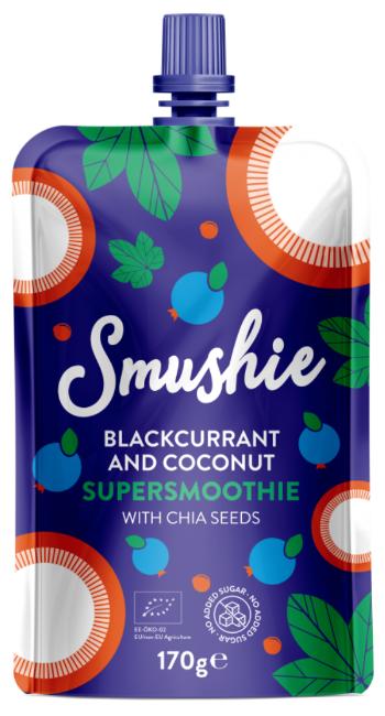 SALVEST Smushie BIO Ovocné smoothie s černým rybízem, kokosovým mlékem a chia semínky 170 g