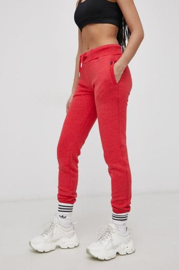 Kalhoty Superdry dámské, červená barva, hladké