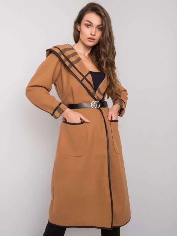 HNĚDÝ DÁMSKÝ DLOUHÝ KABÁT S KAPUCÍ DHJ-PL-A5721.40X-BROWN Velikost: ONE SIZE