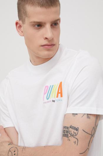 Bavlněné tričko Puma 533623 bílá barva, s aplikací