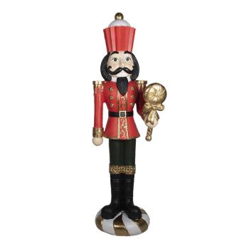Velká vánoční socha Louskáček v červeno-černém obleku - 56*48*178 cm 5PR0079