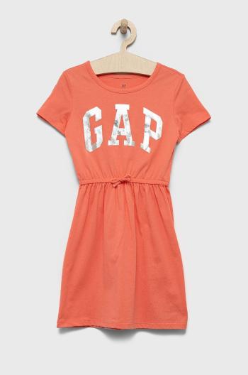 Dětské bavlněné šaty GAP oranžová barva, mini