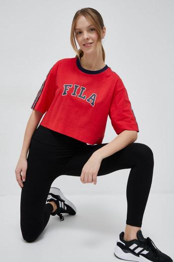 Bavlněné tričko Fila x Hailey Bieber červená barva