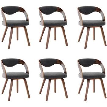 Jídelní židle 6 ks tmavě šedé ohýbané dřevo a textil (278843)