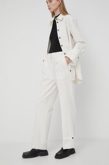 Kalhoty Birgitte Herskind dámské, béžová barva, široké, high waist