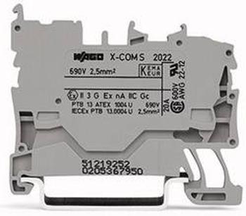 Hlavní svorka WAGO 2022-1201/999-953, pružinové připojení , 5.20 mm, šedá, 100 ks