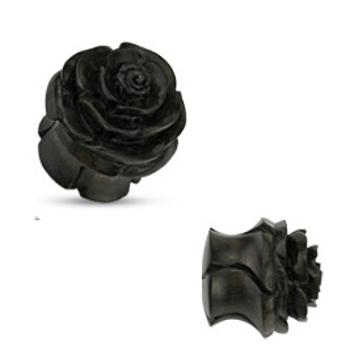 Šperky4U Dřevěný plug do ucha růže - PL01005-25K