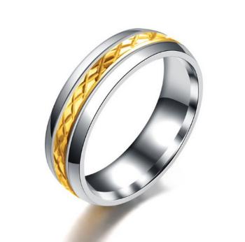 Ziskoun Dámský prsten z broušené chirurgické oceli střibrnozlatý SR000075 Velikost: 6