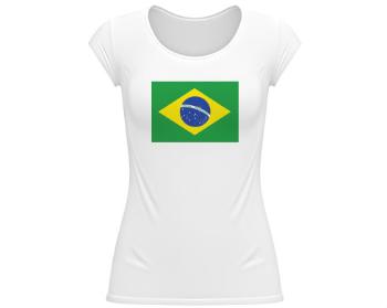 Dámské tričko velký výstřih Brazilská vlajka